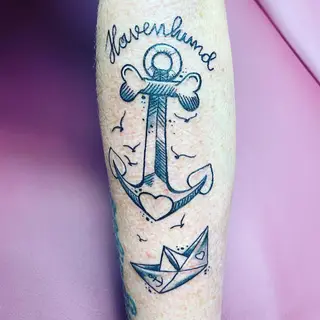 Tattoo-Entwurf von Tschiggy mit einem Anker im Bubblegum-Art-Stil