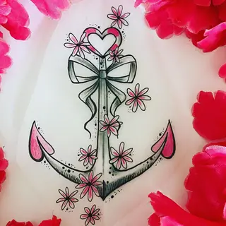 Tattoo-Entwurf von Tschiggy mit einem Anker im Bubblegum-Art-Stil