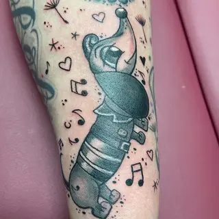 Tattoo-Entwurf von Tschiggy mit einem Dackel und einem Hund im Bubblegum-Art-Stil