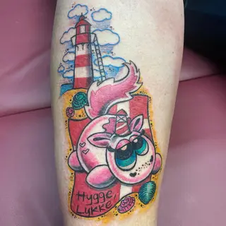 Tattoo-Entwurf von Tschiggy mit einem Einhorn im Bubblegum-Art-Stil