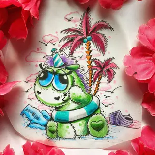 Tattoo-Entwurf von Tschiggy mit einem Einhorn im Bubblegum-Art-Stil