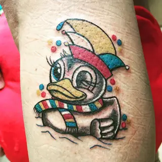 Tattoo von Tschiggy mit einer Ente im Bubblegum-Art-Stil