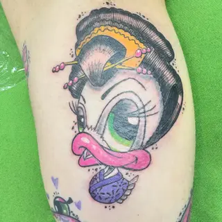 Tattoo-Entwurf von Tschiggy mit einer Ente im Bubblegum-Art-Stil