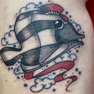 Tattoo-Entwurf von Tschiggy mit einem Fisch im Bubblegum-Art-Stil