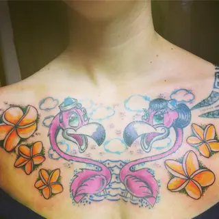 Tattoo von Tschiggy mit einem Flamingo im Bubblegum-Art-Stil