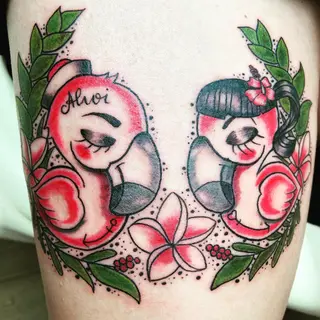 Tattoo von Tschiggy mit einem Flamingo im Bubblegum-Art-Stil