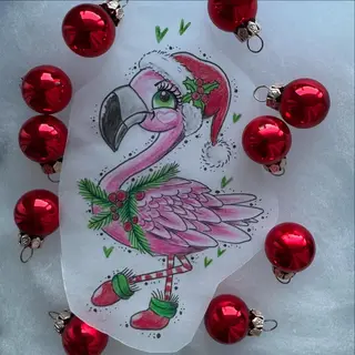 Tattoo-Entwurf von Tschiggy mit einem Flamingo im Bubblegum-Art-Stil
