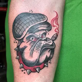 Tattoo von Tschiggy mit einem Hund im Bubblegum-Art-Stil