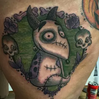 Tattoo-Entwurf von Tschiggy mit einem Hund im Bubblegum-Art-Stil