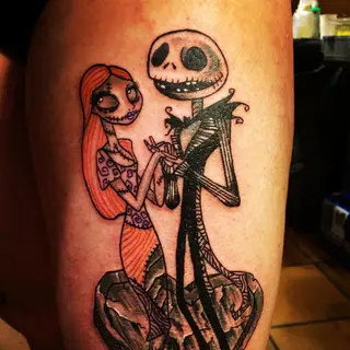 Tattoo von Tschiggy mit Jack und Sally im Bubblegum-Art-Stil
