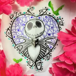 Tattoo-Entwurf von Tschiggy mit Jack und Sally im Bubblegum-Art-Stil