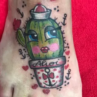 Tattoo von Tschiggy mit einem Kaktus im Bubblegum-Art-Stil