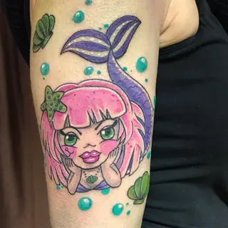 Tattoo-Entwurf von Tschiggy mit einer Meerjungfrau im Bubblegum-Art-Stil