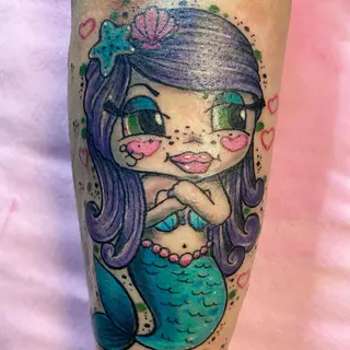 Tattoo-Entwurf von Tschiggy mit einer Meerjungfrau im Bubblegum-Art-Stil