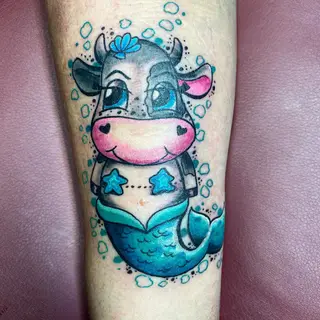 Tattoo-Entwurf von Tschiggy mit einer Meerjungfrau im Bubblegum-Art-Stil