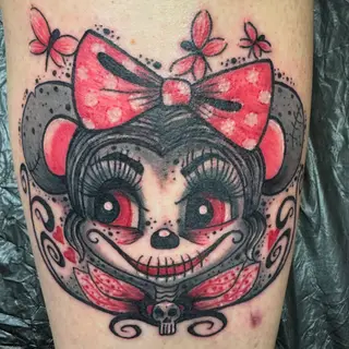 Tattoo-Entwurf von Tschiggy mit Minnie Mouse im Bubblegum-Art-Stil