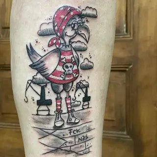 Tattoo von Tschiggy mit einer Möwe im Bubblegum-Art-Stil