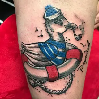 Tattoo von Tschiggy mit einer Möwe im Bubblegum-Art-Stil