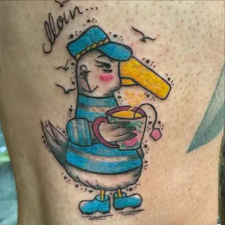 Tattoo-Entwurf von Tschiggy mit einer Möwe im Bubblegum-Art-Stil