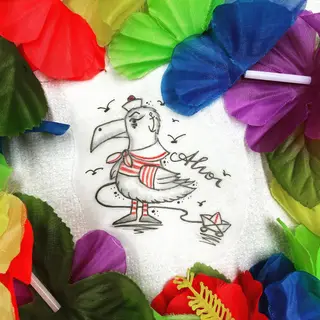 Tattoo-Entwurf von Tschiggy mit einer Möwe im Bubblegum-Art-Stil