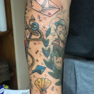 Tattoo von Tschiggy mit Popeye im Bubblegum-Art-Stil