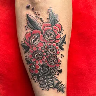 Tattoo-Entwurf von Tschiggy mit einem Totenkopf im Bubblegum-Art-Stil
