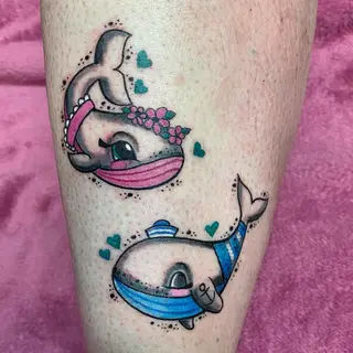 Tattoo-Entwurf von Tschiggy mit einem Wal im Bubblegum-Art-Stil